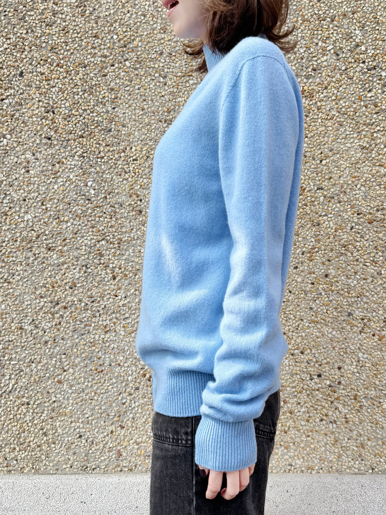 Surprise Sale! Baby Blue High-Neck Cashmere Wool Blend Essential Jumper