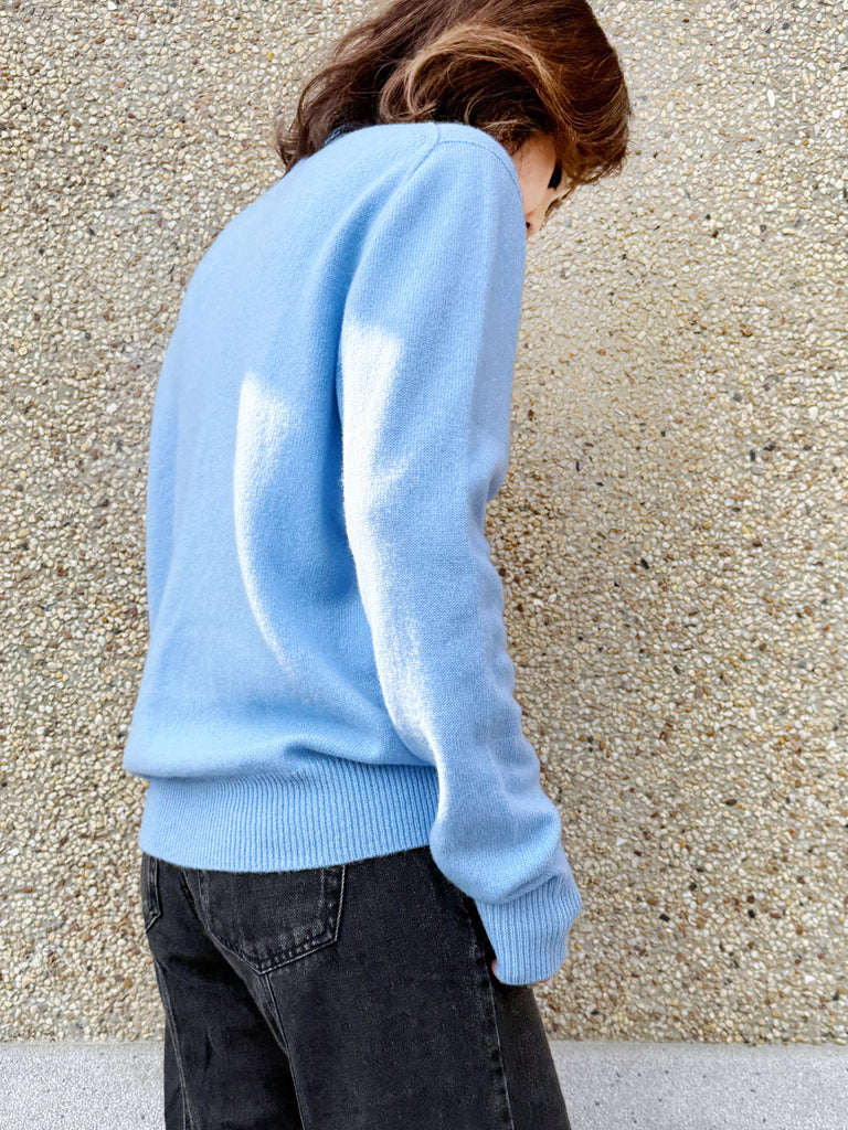 Surprise Sale! Baby Blue High-Neck Cashmere Wool Blend Essential Jumper