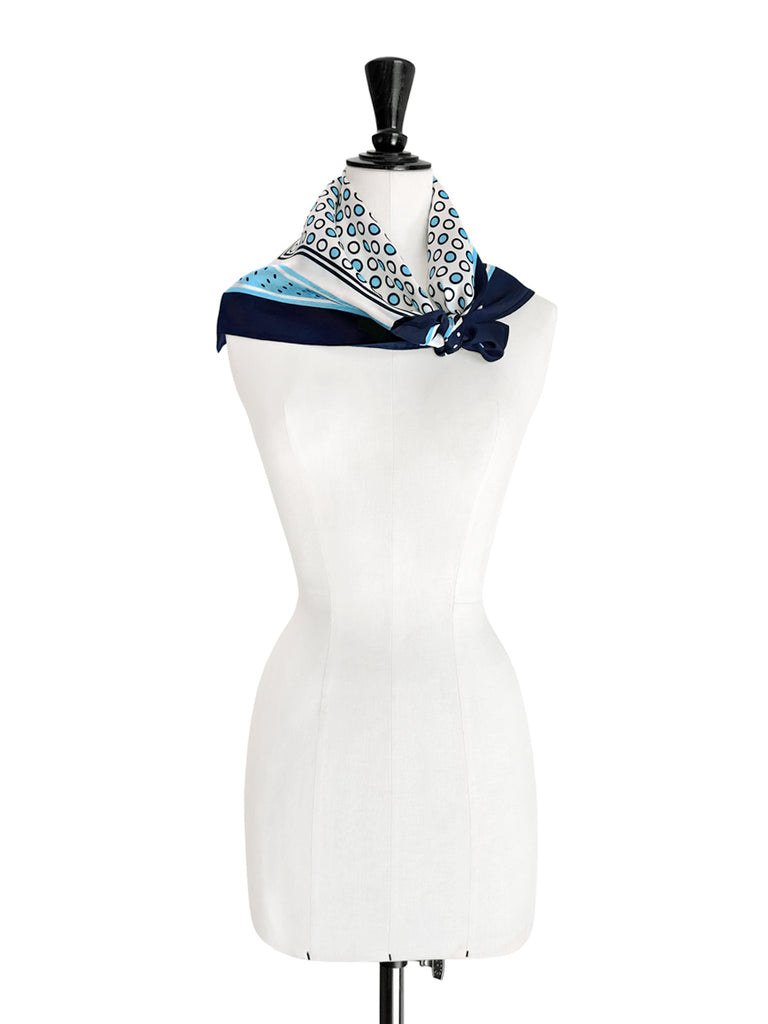 Retro Dots Silk Twill Bandana Scarf