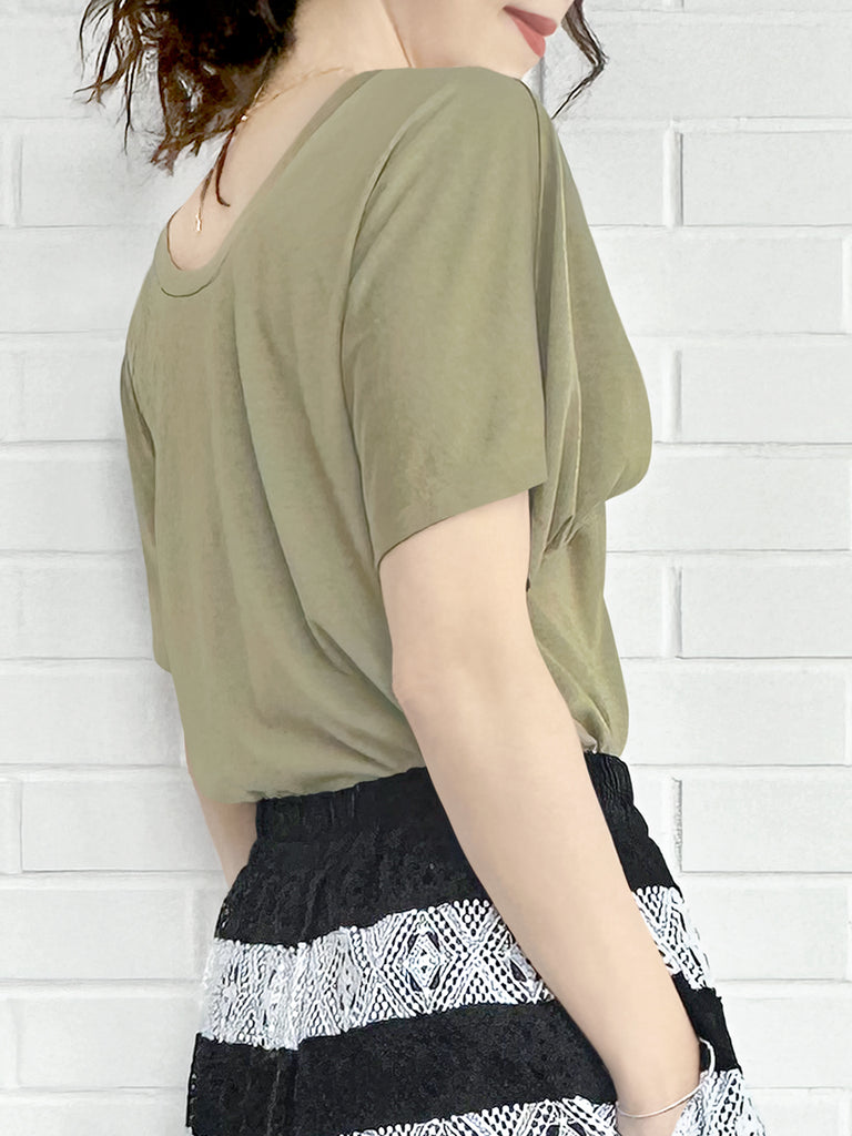 SPECIAL! Olive Green Bow Detail Front/ back 2-Way Tee