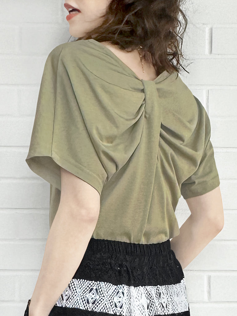 SPECIAL! Olive Green Bow Detail Front/ back 2-Way Tee