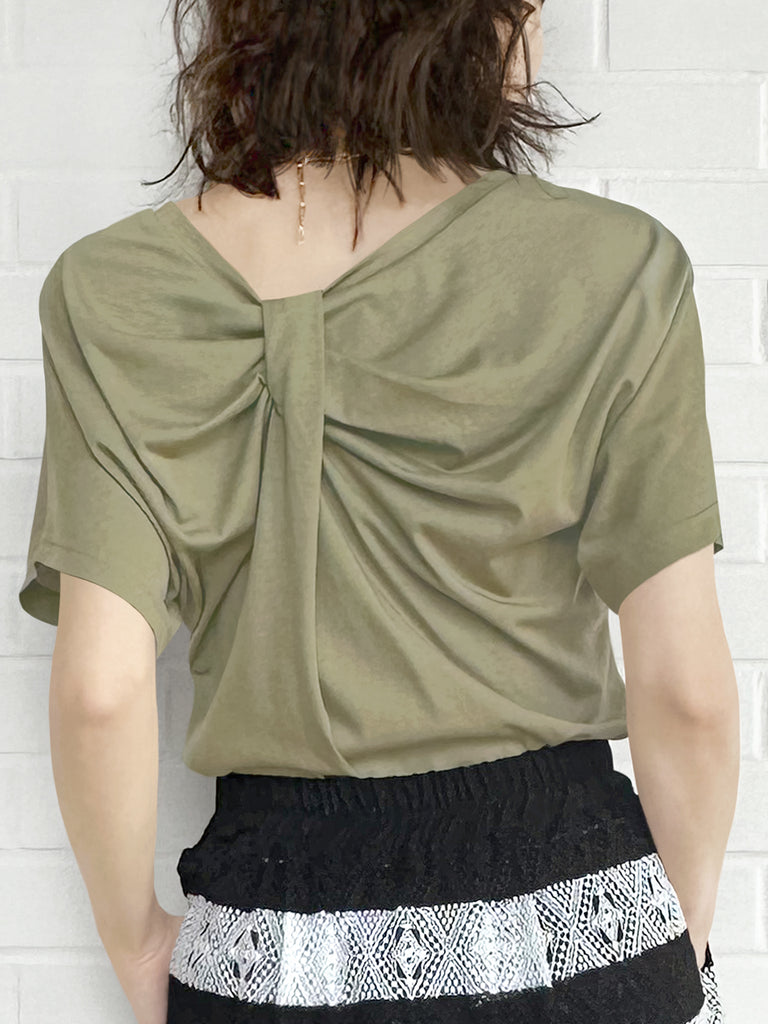 SPECIAL! Olive Green Bow Detail Front/ back 2-Way Tee