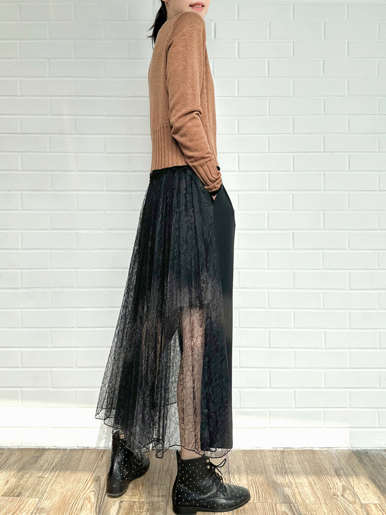 Surprise Sale! Beige Contrast Scallop Trim Cashmere & Wool Cropped Cardigan