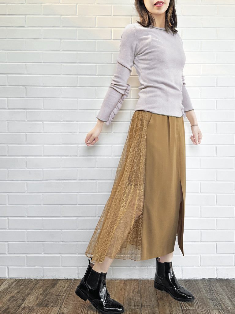 Surprise Sale! Grey Extra-long Ruffled Sleeve Wool Blend Jumper