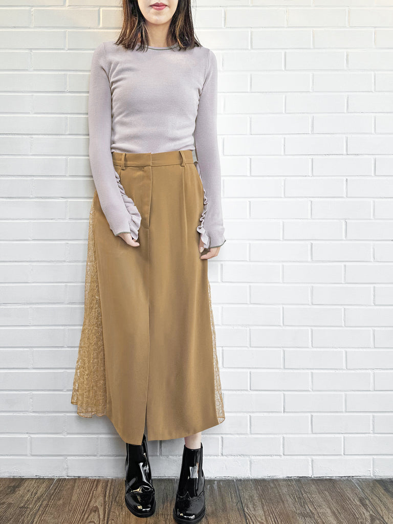 Surprise Sale! Grey Extra-long Ruffled Sleeve Wool Blend Jumper