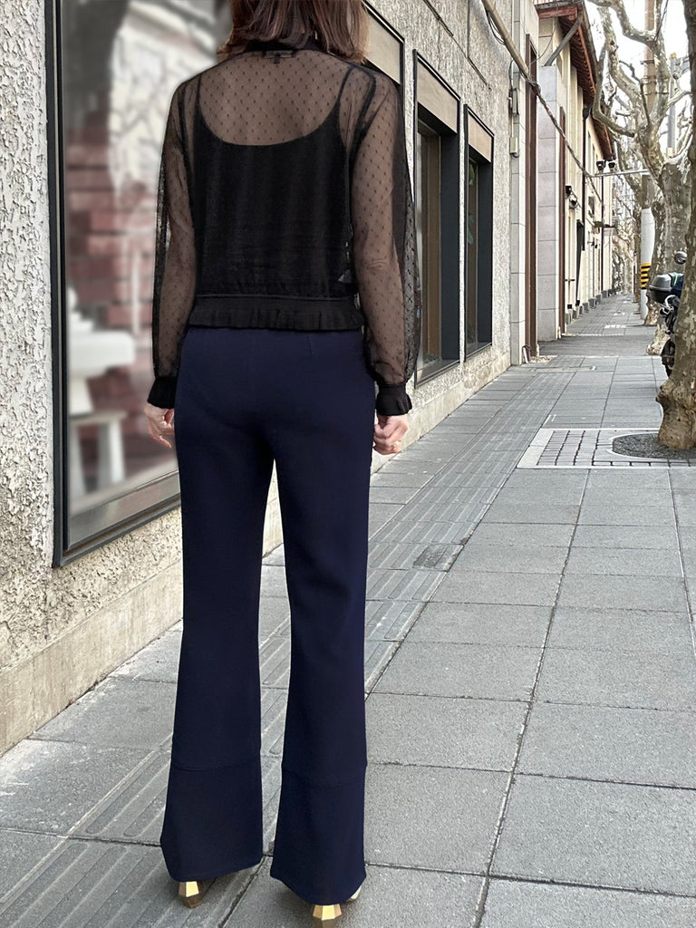 Surprise Sale! Black Seam Detail Dotted Fishnet Sheer Cardigan Sweater