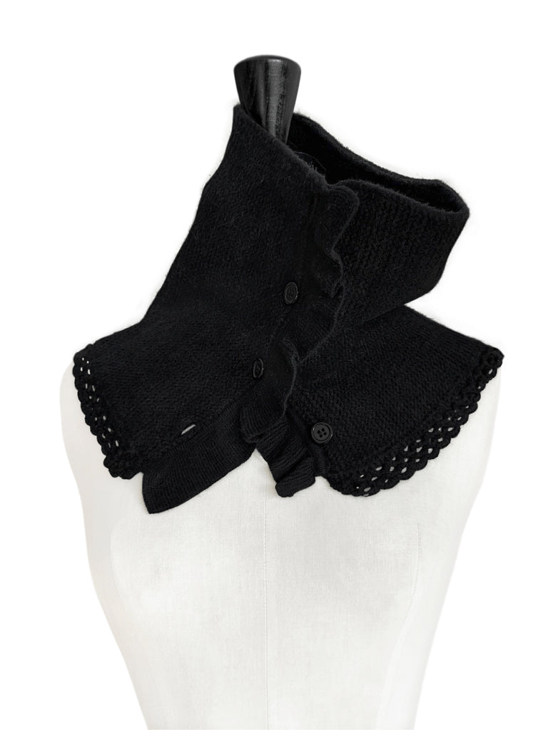Surprise Sale! Black Crochet-Trimmed Ruffle A-lined Neck Warmer