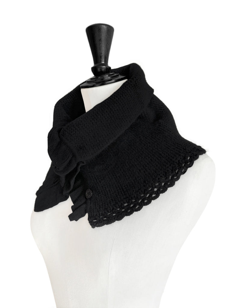 Surprise Sale! Black Crochet-Trimmed Ruffle A-lined Neck Warmer