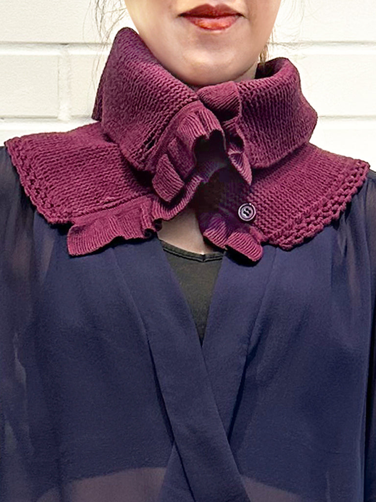 Surprise Sale! Mulberry Crochet-Trimmed Ruffle A-lined Neck Warmer