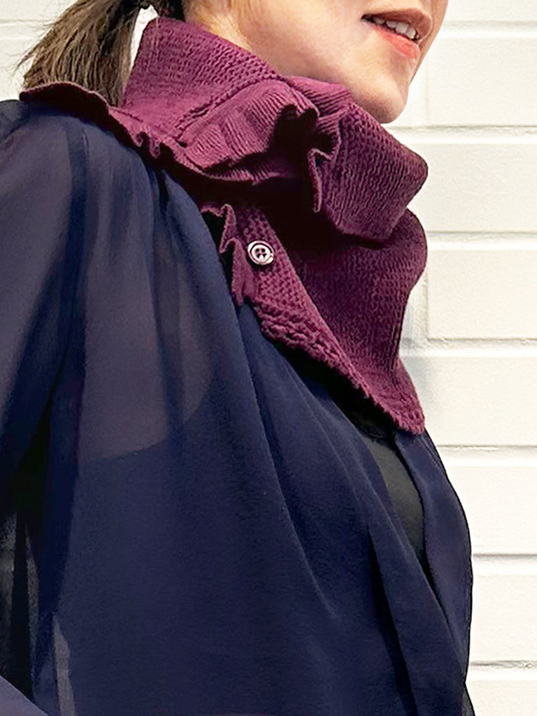 Surprise Sale! Mulberry Crochet-Trimmed Ruffle A-lined Neck Warmer