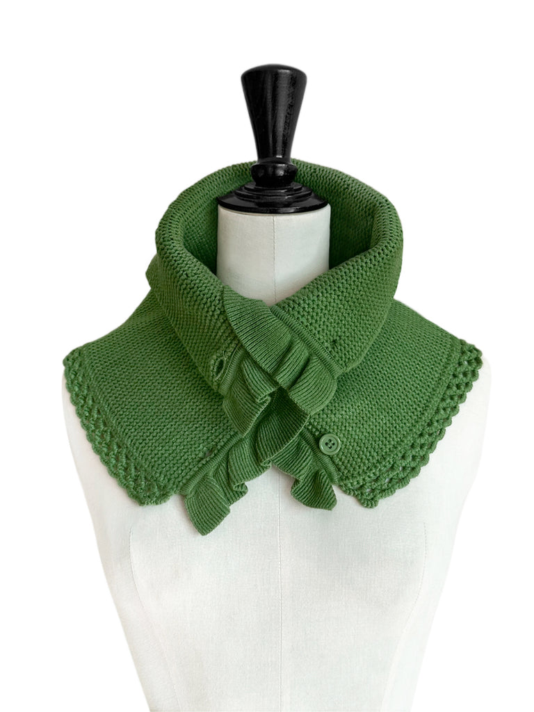 Surprise Sale! Green Crochet-Trimmed Ruffle A-lined Neck Warmer