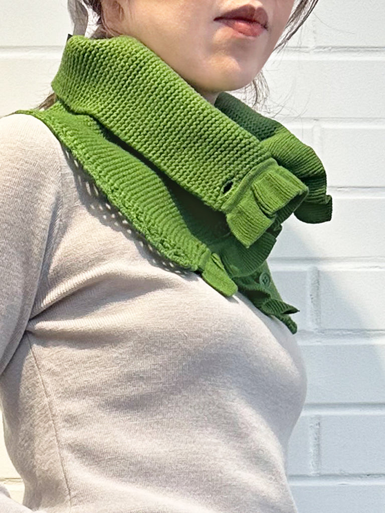 Surprise Sale! Green Crochet-Trimmed Ruffle A-lined Neck Warmer