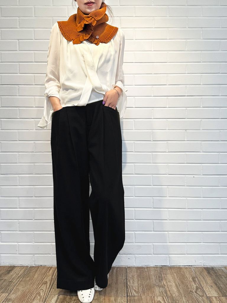 Surprise Sale! Caramel Crochet-Trimmed Ruffle A-lined Neck Warmer