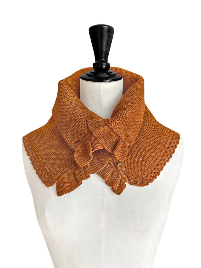 Surprise Sale! Caramel Crochet-Trimmed Ruffle A-lined Neck Warmer