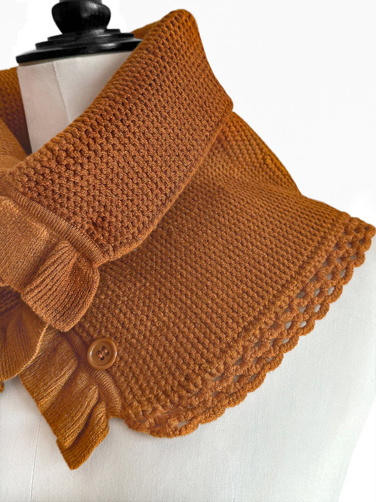Surprise Sale! Caramel Crochet-Trimmed Ruffle A-lined Neck Warmer
