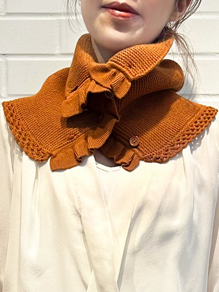 Surprise Sale! Caramel Crochet-Trimmed Ruffle A-lined Neck Warmer