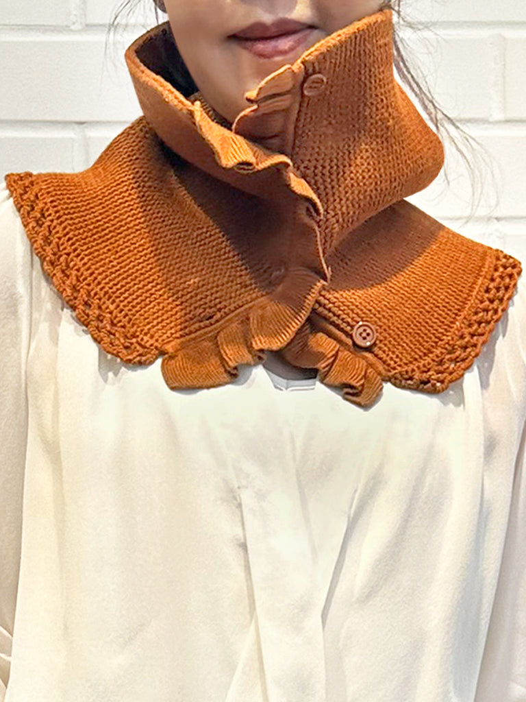 Surprise Sale! Caramel Crochet-Trimmed Ruffle A-lined Neck Warmer