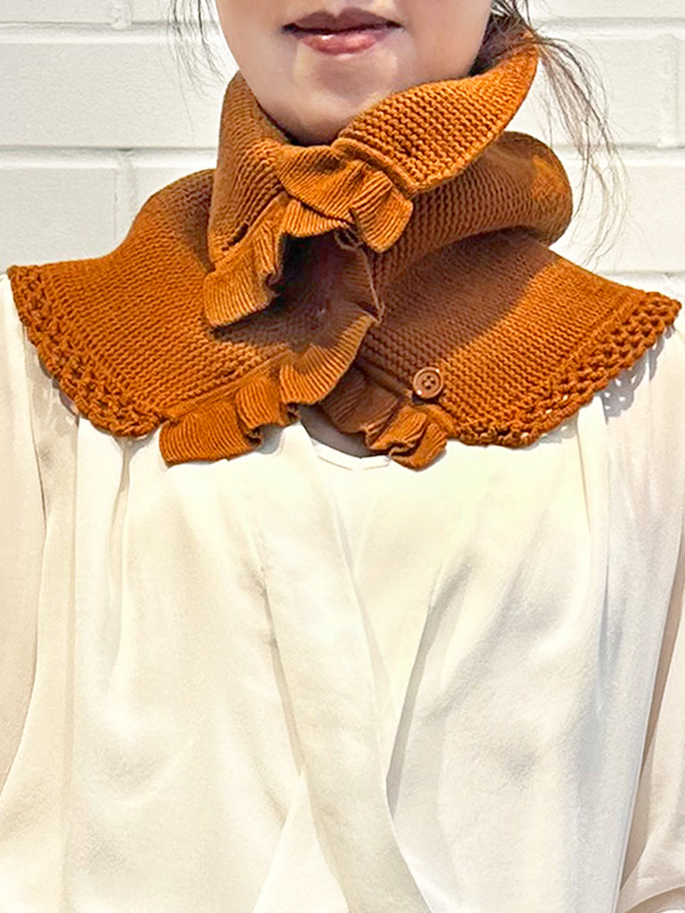Surprise Sale! Caramel Crochet-Trimmed Ruffle A-lined Neck Warmer