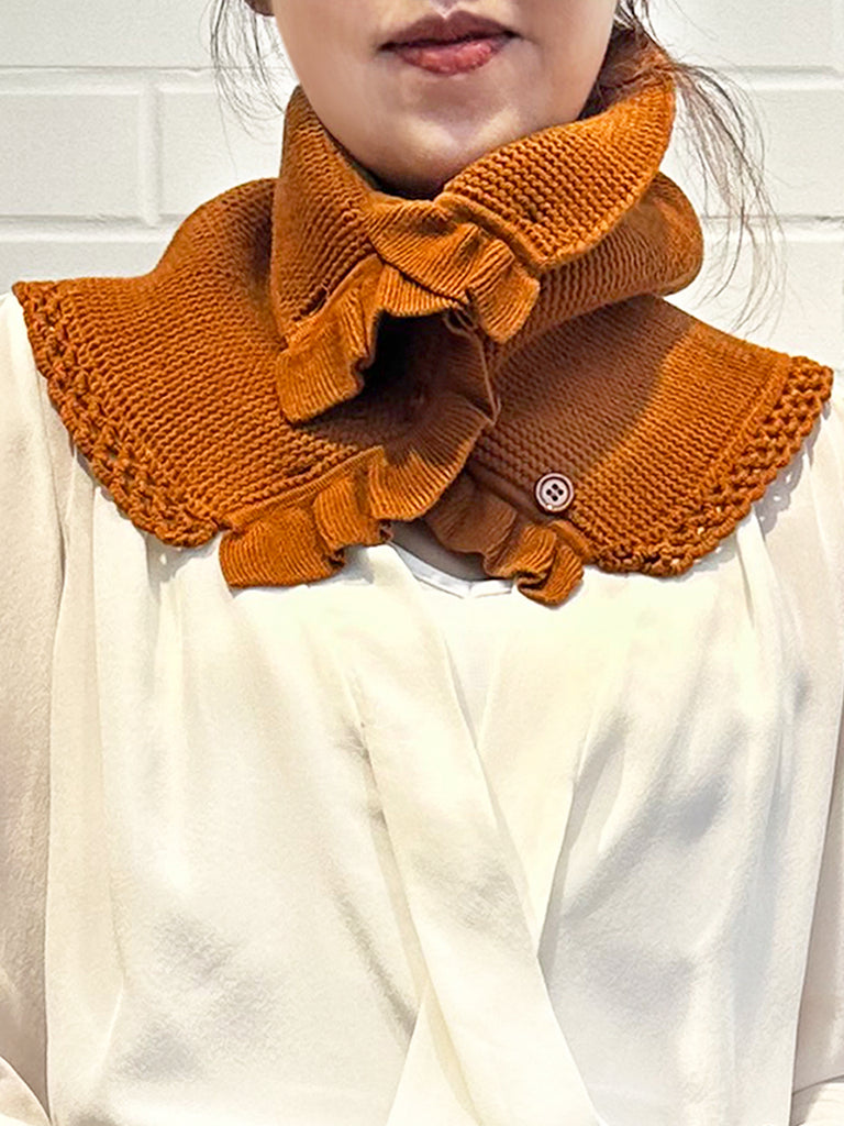 Surprise Sale! Caramel Crochet-Trimmed Ruffle A-lined Neck Warmer