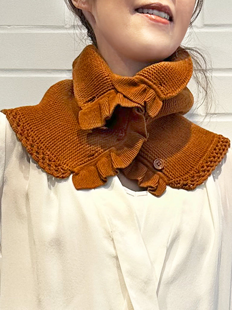 Surprise Sale! Caramel Crochet-Trimmed Ruffle A-lined Neck Warmer