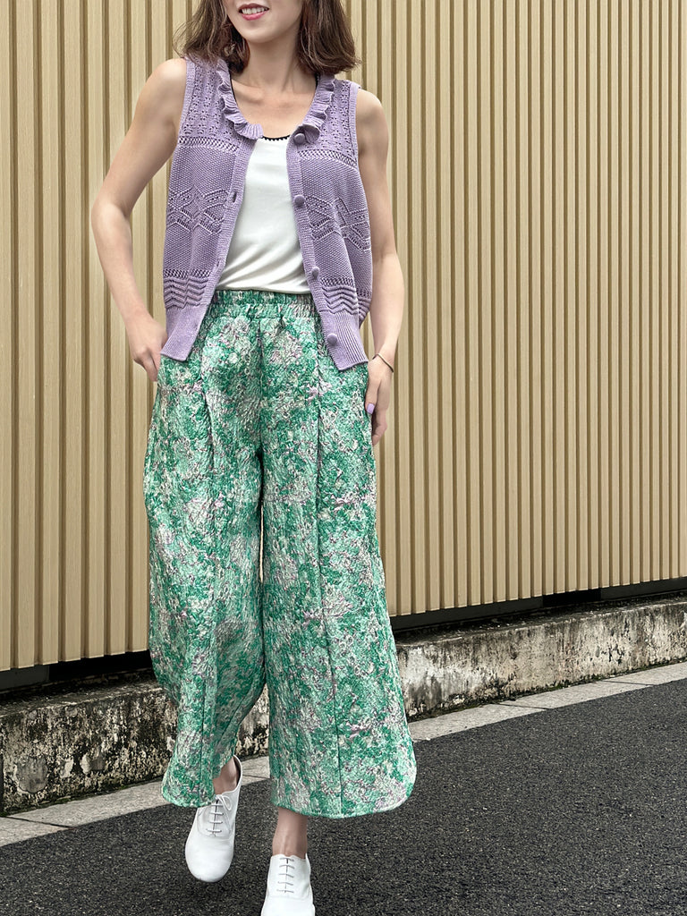 Surprise Sale! Lilac Purple Ruffle Collar Pattern-stitched Button Front Vest