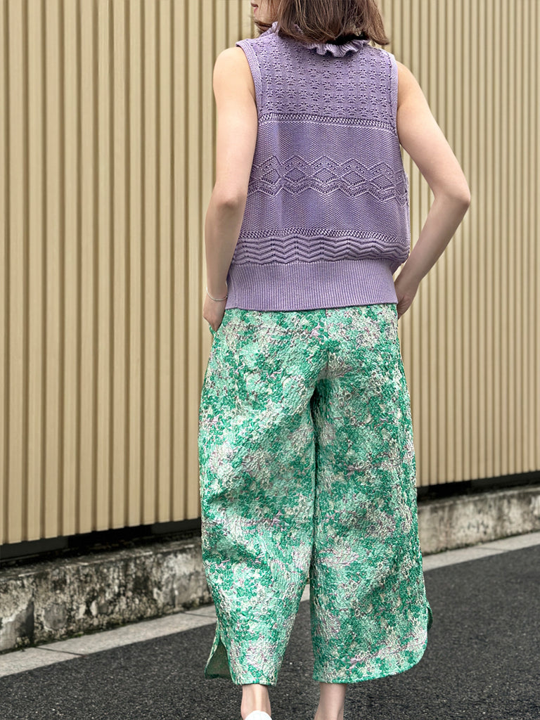 Surprise Sale! Lilac Purple Ruffle Collar Pattern-stitched Button Front Vest