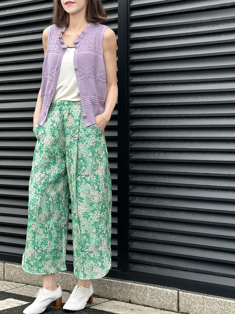 Surprise Sale! Lilac Purple Ruffle Collar Pattern-stitched Button Front Vest