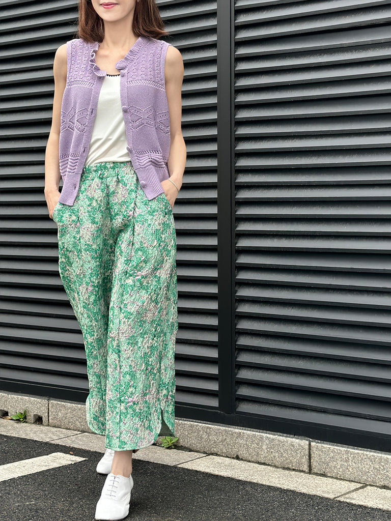 Surprise Sale! Lilac Purple Ruffle Collar Pattern-stitched Button Front Vest