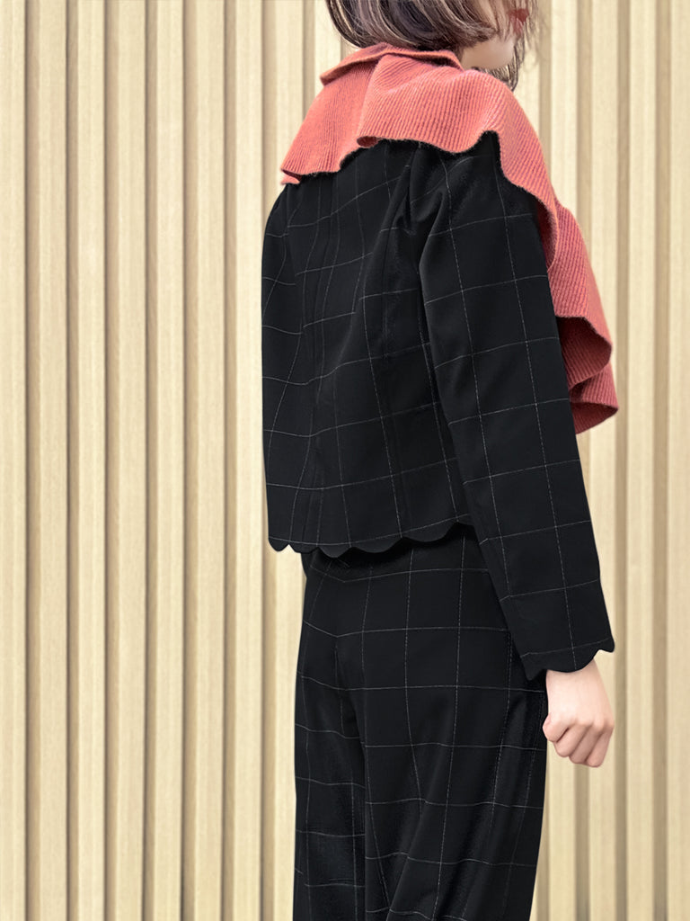 Brick Red Luxe Cashmere Ruffle Collar Wrap