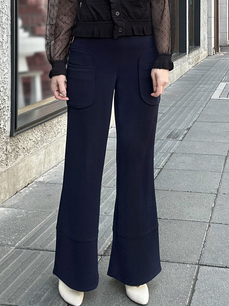 Modern Navy Patch Pocket Tonal Stitch Canvas Pants