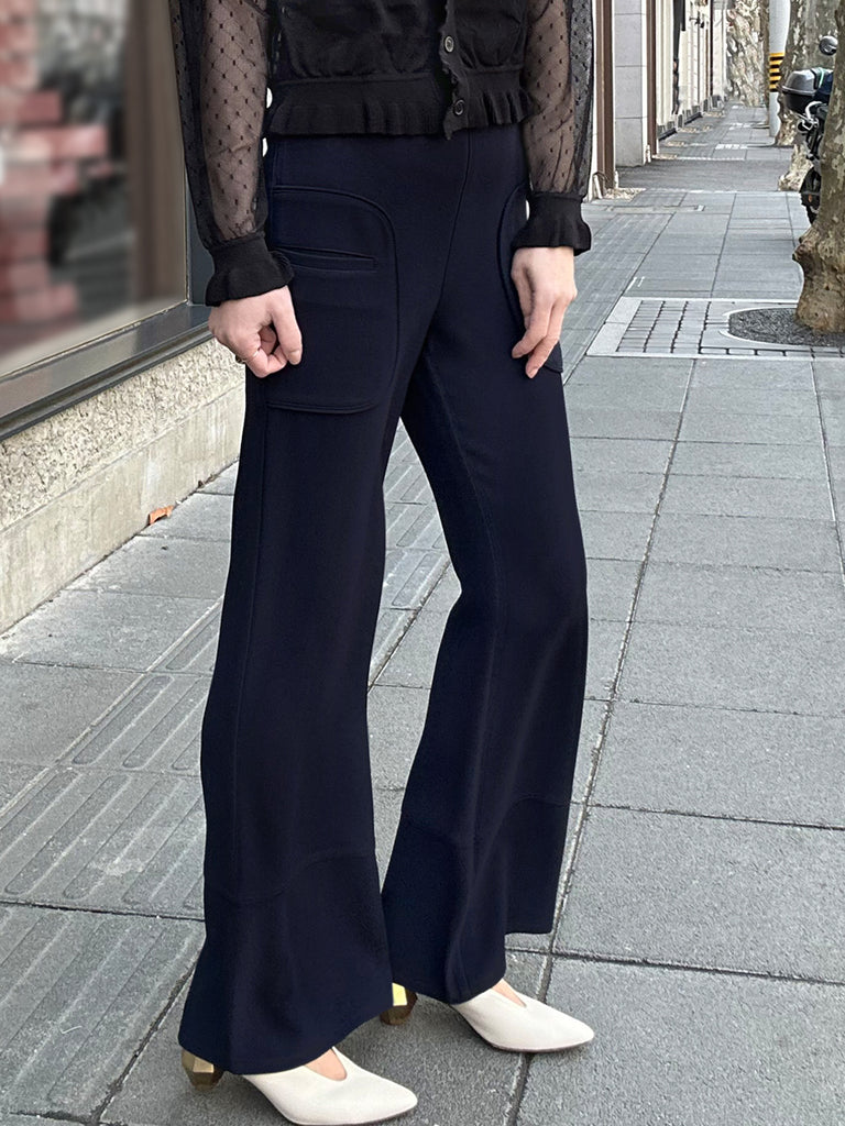 Modern Navy Patch Pocket Tonal Stitch Canvas Pants