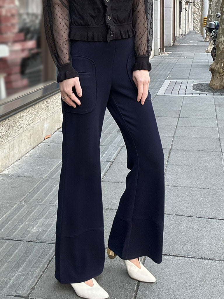 Modern Navy Patch Pocket Tonal Stitch Canvas Pants