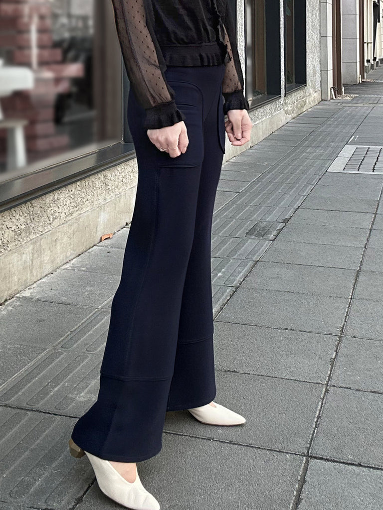 Modern Navy Patch Pocket Tonal Stitch Canvas Pants