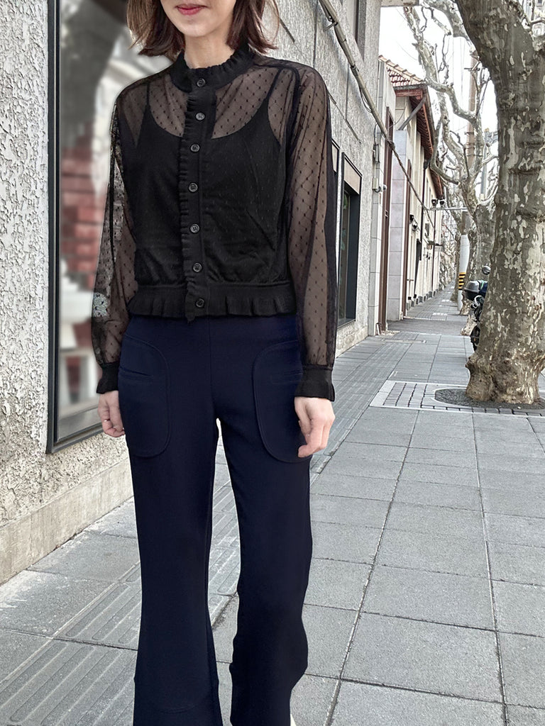 Modern Navy Patch Pocket Tonal Stitch Canvas Pants