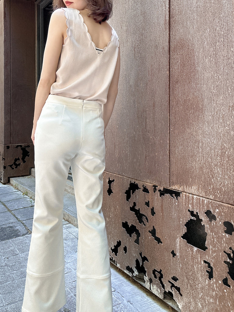 Creamy White Patch Pocket Tonal Stitch Canvas Pants