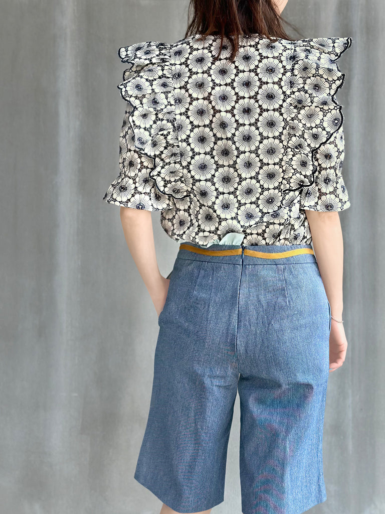 Final Sale! Violette Embroidered Ruffle Puff Sleeve Airy Blouse