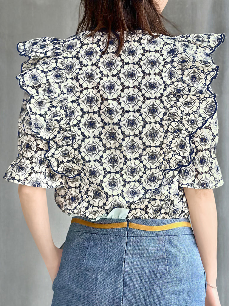 Final Sale! Violette Embroidered Ruffle Puff Sleeve Airy Blouse