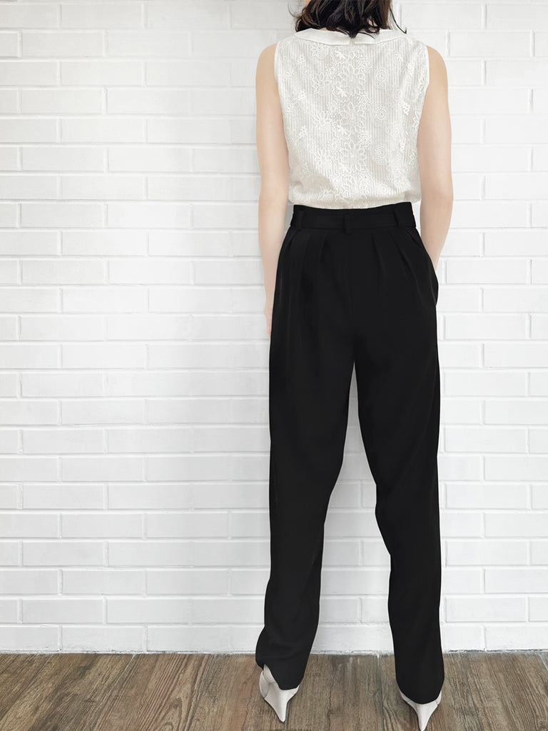 Black High Rise Loose-fit Suspender Pants