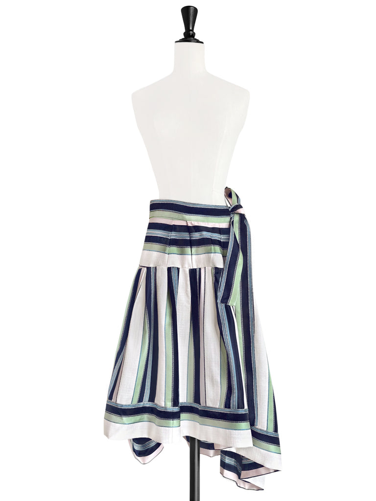 Final Sale! Pastel Stripes Tie-Waist Tiered High/Low Skirt