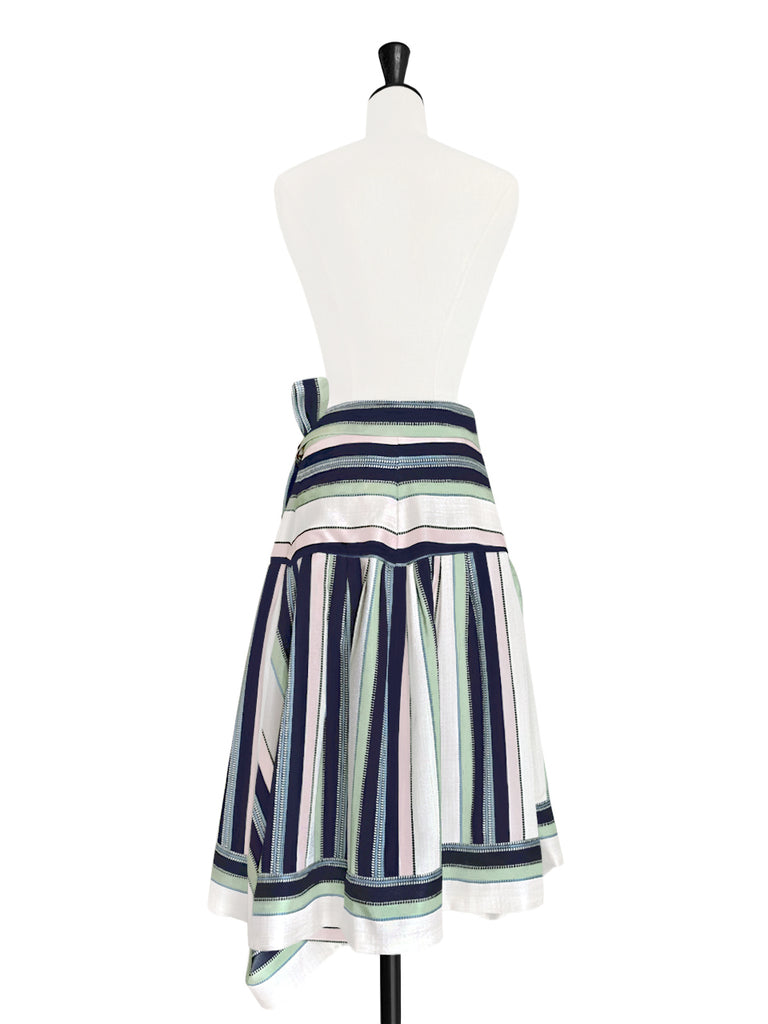 Final Sale! Pastel Stripes Tie-Waist Tiered High/Low Skirt
