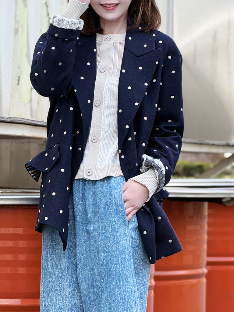 經典黑色落肩寬鬆版荷葉邊羊毛西裝外套