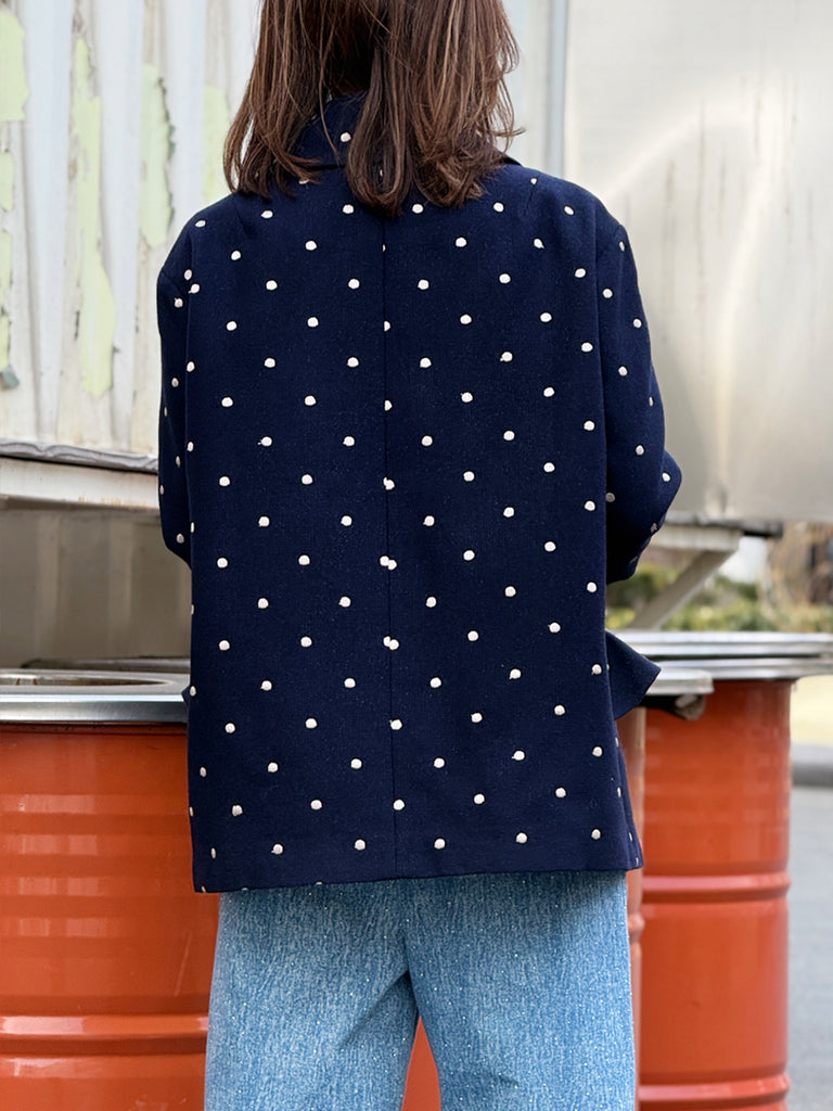 經典黑色落肩寬鬆版荷葉邊羊毛西裝外套