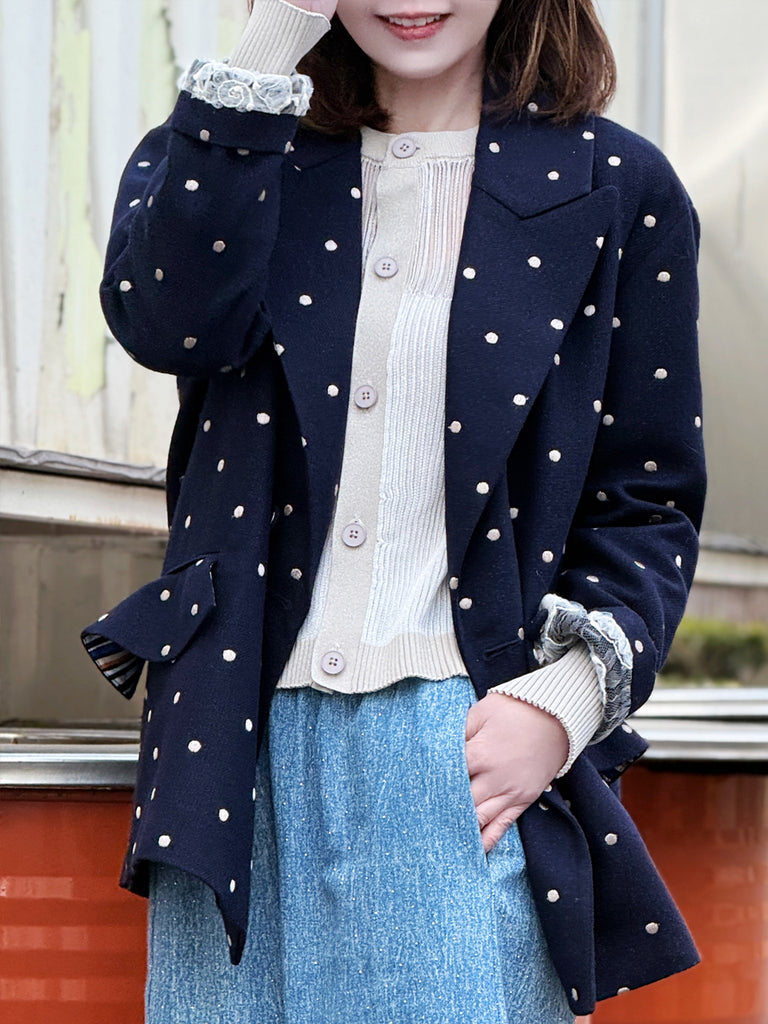 經典黑色落肩寬鬆版荷葉邊羊毛西裝外套