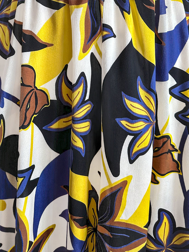 Final Sale! Dual-tone Vibrant Floral Print Flowy Round Skirt