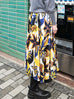 Dual-tone Vibrant Floral Print Flowy Round Skirt