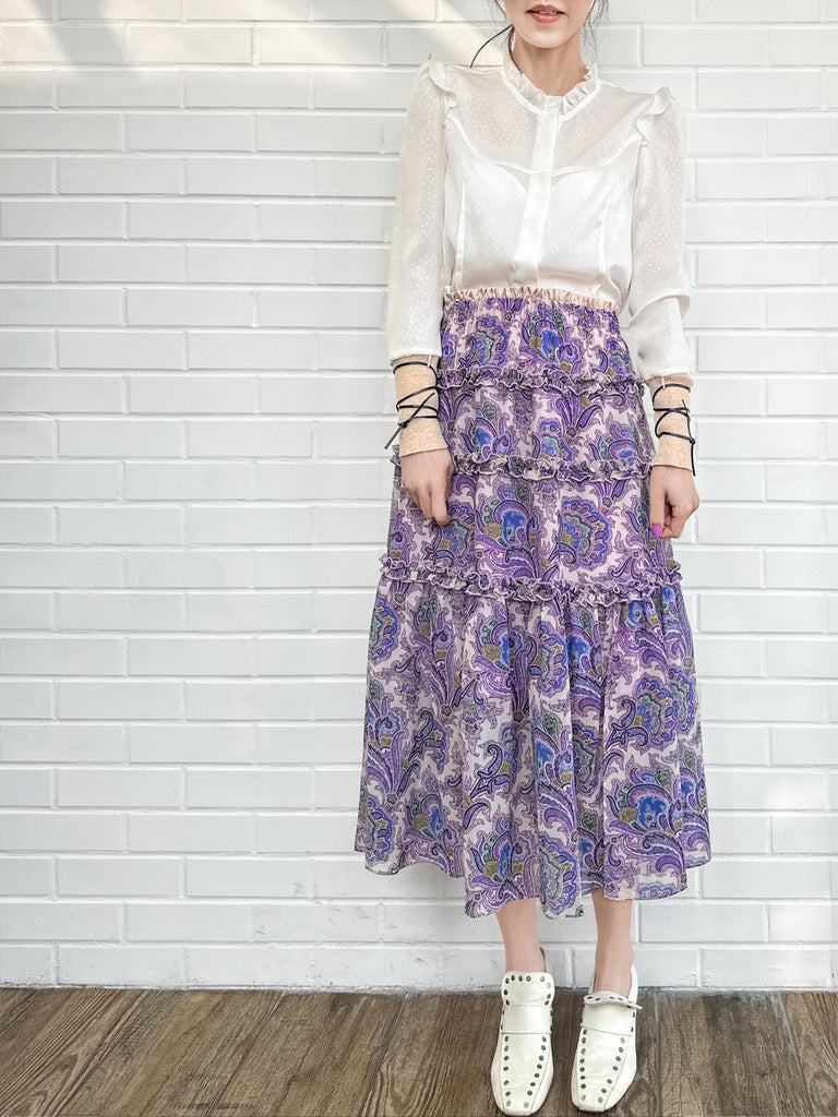 Surprise Sale! Dotty Patch Knitted Tie Cuffs Ruffle Blouse