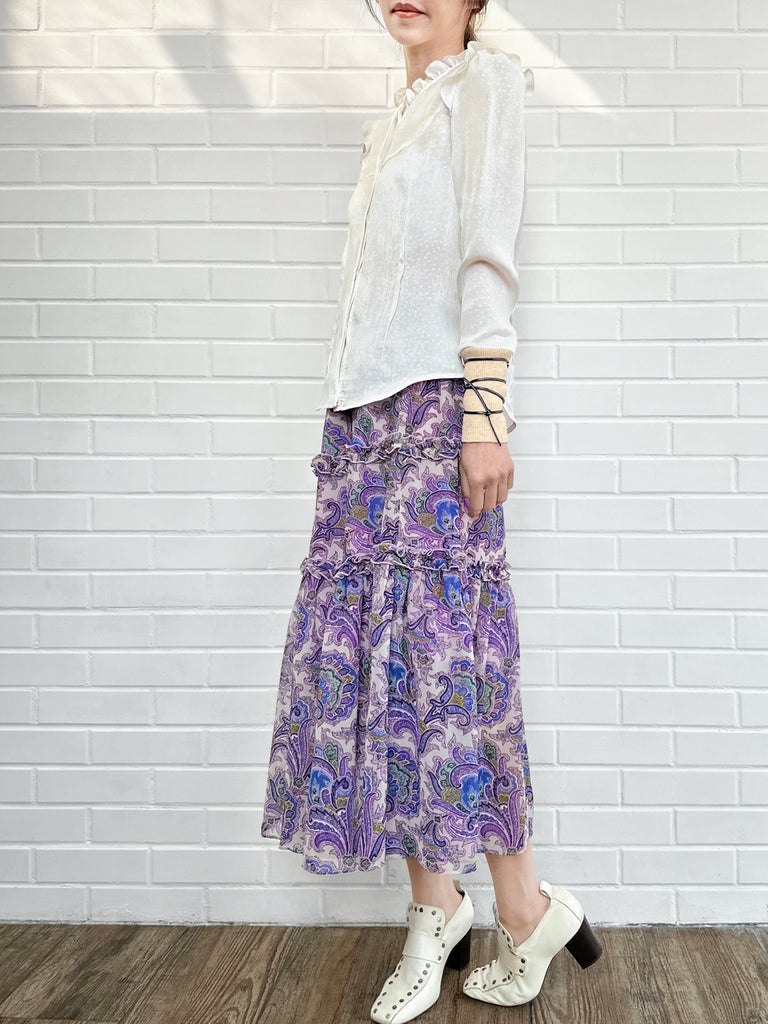 Surprise Sale! Dotty Patch Knitted Tie Cuffs Ruffle Blouse