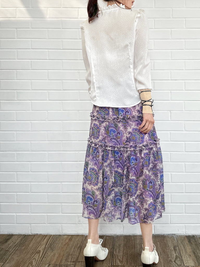 Surprise Sale! Dotty Patch Knitted Tie Cuffs Ruffle Blouse