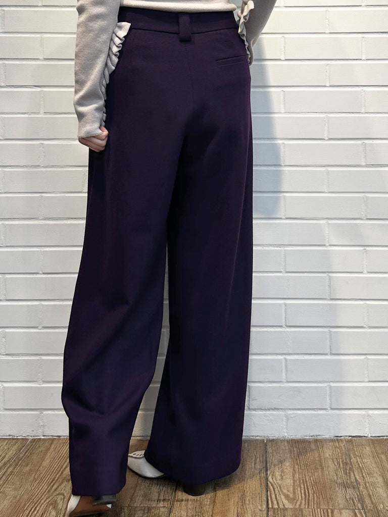 Surprise Sale! Sparkle Purple Pleated Pocket Detail Wide Leg Trousers