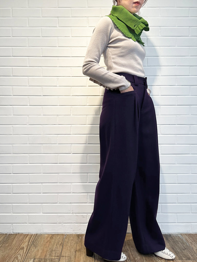 Surprise Sale! Sparkle Purple Pleated Pocket Detail Wide Leg Trousers